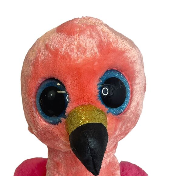 Ty Beanie Boo Gilda Pink Flamingo, Large Blue Eyes, TySilk Pink, 24"‎ Tall Baby - Picture 4 of 16